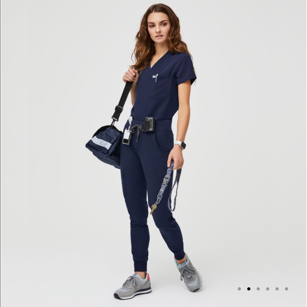 OG Womens Navy Zamora High Waisted Scrub Pants
